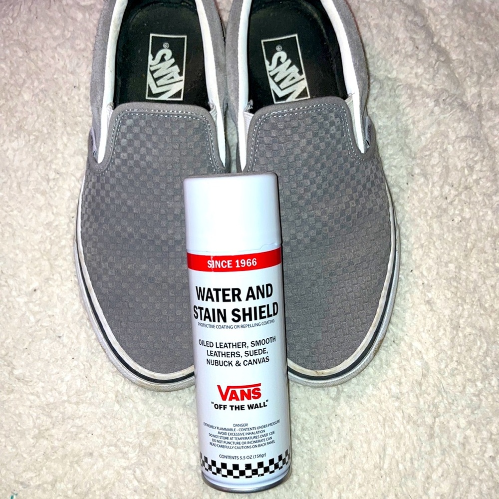 VANS gray and white slides women’s 9, men’s 7.5